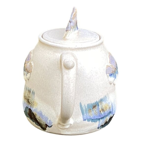 Art Pottery Teapot with Underwater Scene Fish Watercolor Effect Studio Signed - Picture 9 of 13